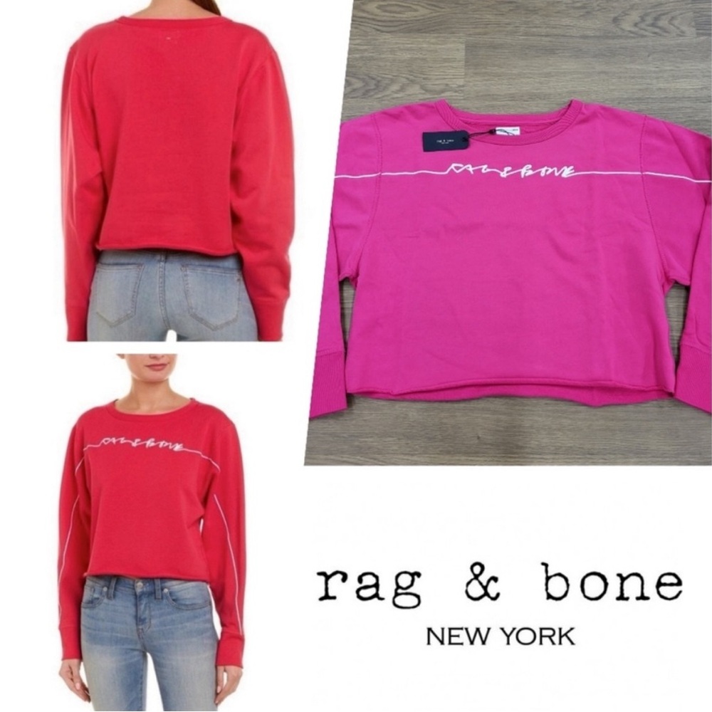Rag & Bone Script Logo Cropped Pullover In Bright… - image 3
